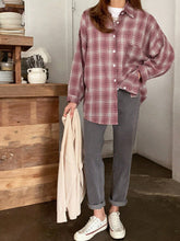 DAZY Plaid Print Drop Shoulder Shirt